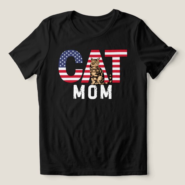 American Cat Mamma T Shirt (Design Framsida)