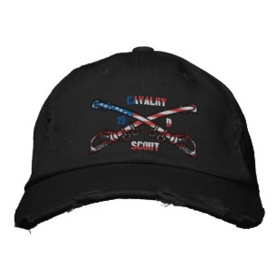 American Cavalry Distress Chino Twill Cap Broderad Keps