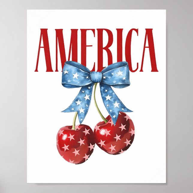 American Cherry Paj Coquette Bow Women Girls Cherr Poster (Framsidan)