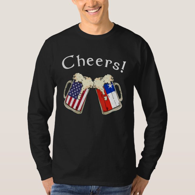 American Chilean Patriot US Flag Beer Drinks Chile T Shirt (Framsida)