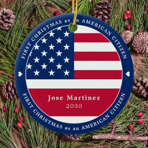 American Citizen Anpassningsbar Patriotic First ju Julgransprydnad Keramik