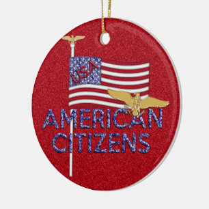 American Citizen Glittered Julgransprydnad Keramik