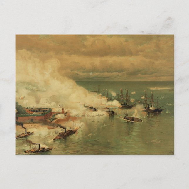 "American Civil Krig" Battle of Mobile Bay by L Pr Vykort (Framsida)