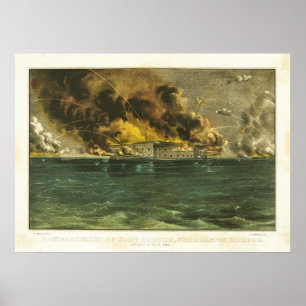 American Civil Krig Bombardment of Fort Sumter 186 Poster