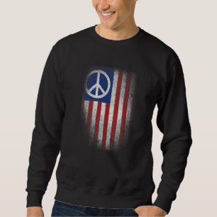 American Civil Peace Flagga Sign Symbol Usa USA 4: Lång Ärmad Tröja