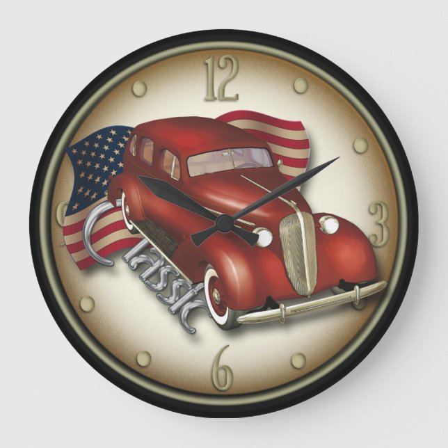 American Classic Car Wall Clock Stor Klocka (Framsida)