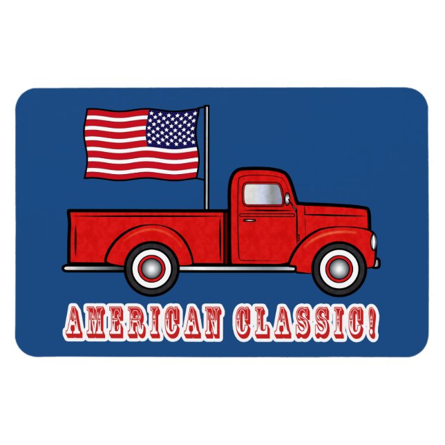 American Classic Plocka-up Lastbil och Flagga Magnet (Horisontell)