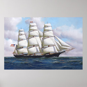 American Clipper Flies Cloud på Fullt Sail Poster