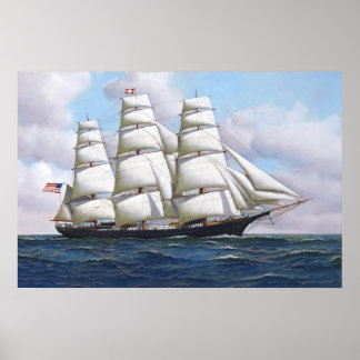 American Clipper Flies Cloud på Fullt Sail Poster