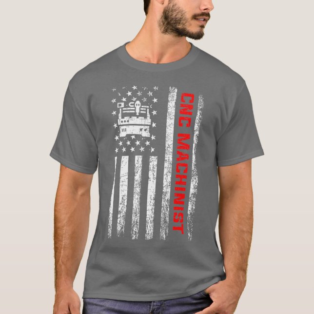 American cnc operator machinist t shirt (Framsida)