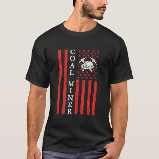 American Coal Miner Usa Flag Mining Miner For T Shirt