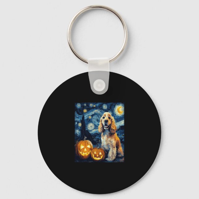 American Cocker Spain Cute Hund Halloween Jack O Nyckelring (Framsida)