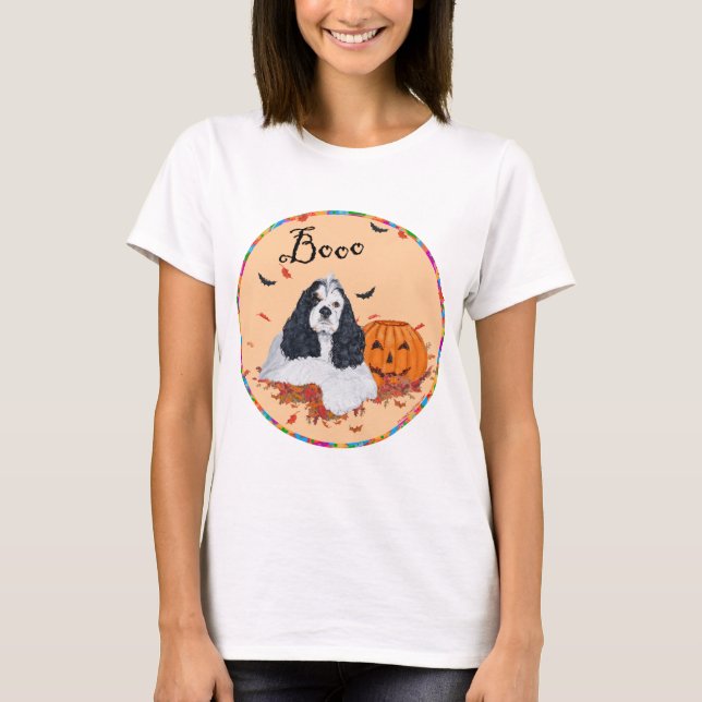 American Cocker Spaniel Halloween Tee Shirt (Framsida)