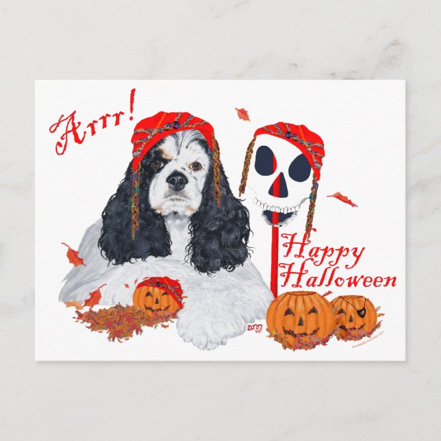 American Cocker Spaniel Halloween Vykort (Framsida)
