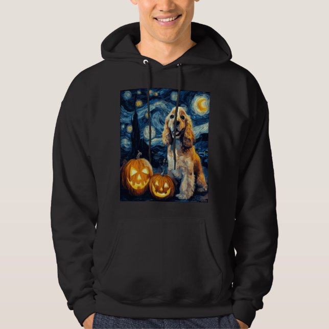 American Cocker Spaniel Söt Hund Halloween Jack O Hoodie (Framsida)