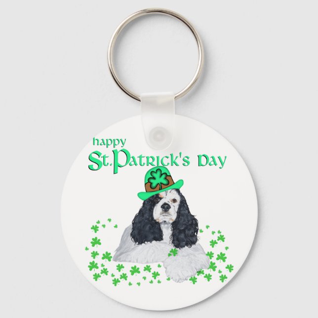 American Cocker Spaniel St. Patrick's Day Nyckelring (Framsida)