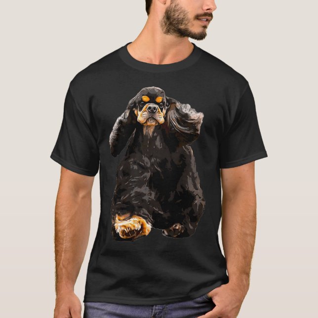 American Cocker Spaniel - Stunning Black and Tan D T Shirt (Framsida)