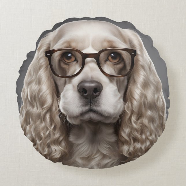 American Cocker Spansk Rund Kudde (Framsidan)