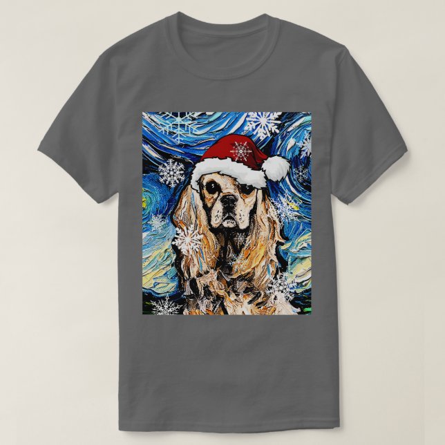 American Cocker Spansk Santa T Shirt (Design framsida)
