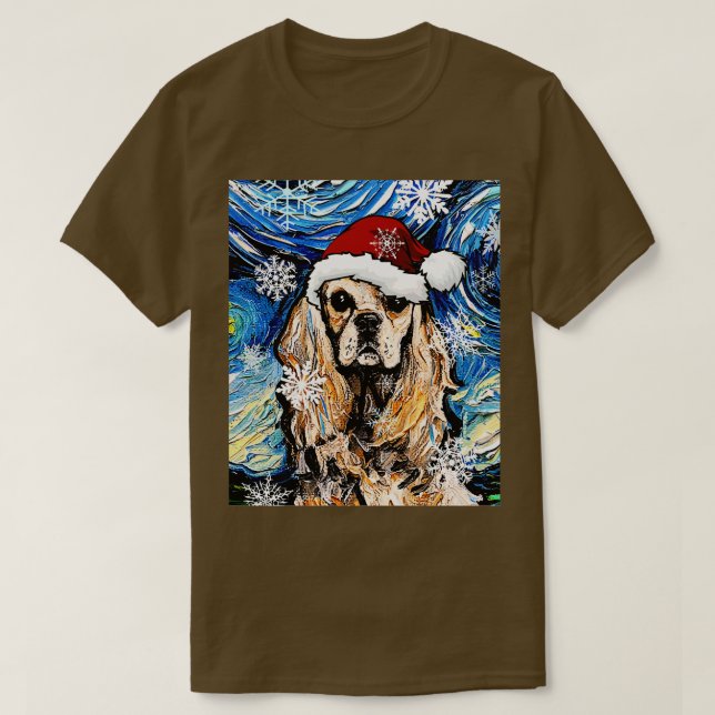 American Cocker Spansk Santa T Shirt (Design framsida)