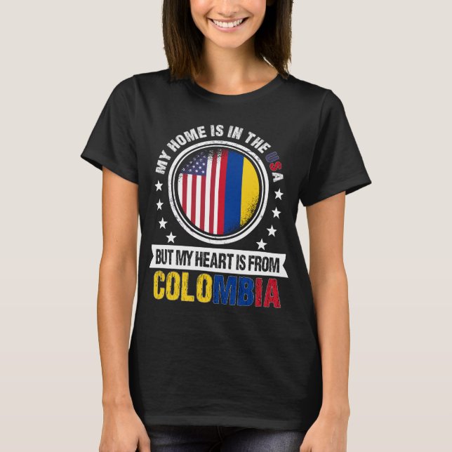 American Colombian Flag Heart Colombia Patriot T Shirt (Framsida)