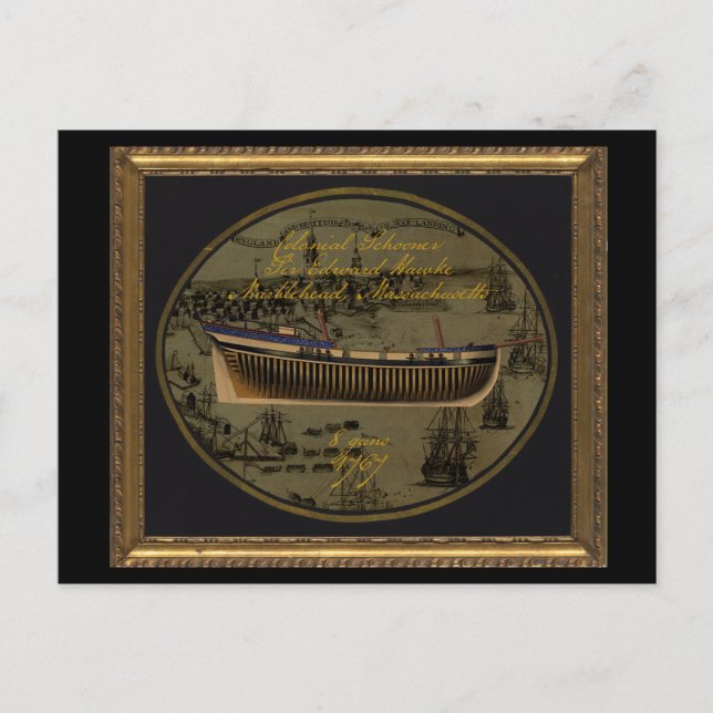 American Colonial Schooner Sir Edward Hawke Vykort (Framsida)