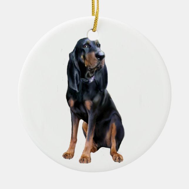 American Coon Hound - Svart och Tan Julgransprydnad Keramik (Framsidan)