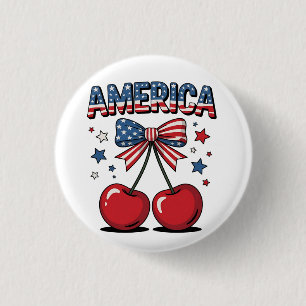 American Coquette Bow Cherry Aesthetic USA flagga Knapp