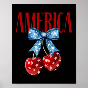 American Coquette Körsbåge Patriotisk Usa Flagga 4 Poster