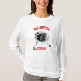 american cougar on halloween night with crows t shirt