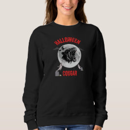 american cougar on halloween night with crows t shirt