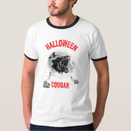american cougar on halloween night with crows t shirt