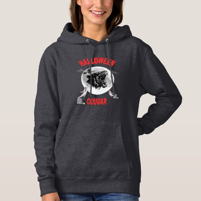 american cougar on halloween night with crows t shirt (Framsida)
