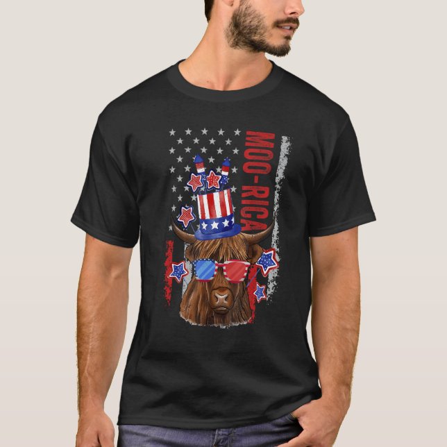 American Cow Western 4th Of July Cow T Shirt (Framsida)