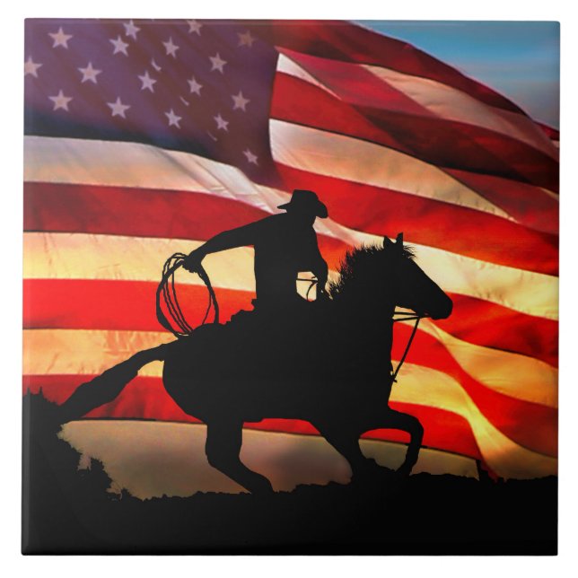 American Cowboy Art Tile Kakelplatta (Framsidan)