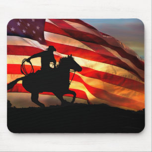 American Cowboy och Flagga Musmatta