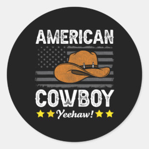 American Cowboy Rodeo American Flagga Vintage Cowb Runt Klistermärke