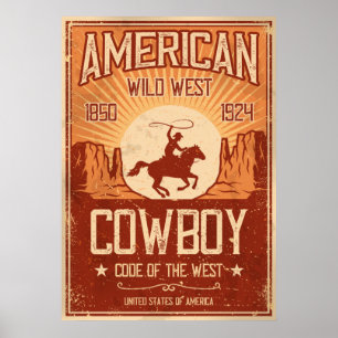 American Cowboy Vilda western Poster