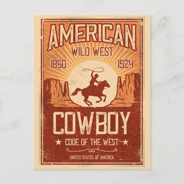 American Cowboy Vilda western Vykort (Framsida)