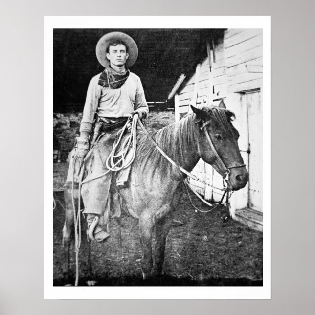 American cowboyin i Kansas, c.1880 (b/w-foto) Poster (Framsidan)