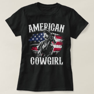 American Cowgirl Rodeo Barrel Racing Horse Riding T Shirt