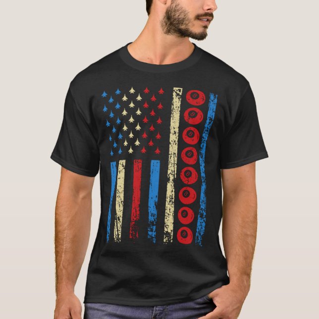 American Cue Sports Flag 4th Of July Billiards Ath T Shirt (Framsida)