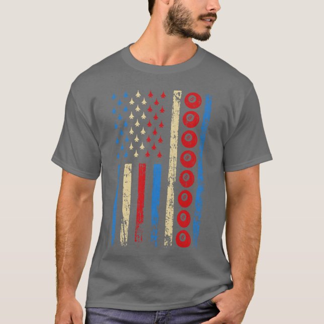 American Cue Sports Flag Athletic Billiards friend T Shirt (Framsida)