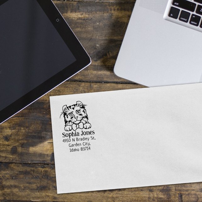 American Curl Cat Returadress Stämpel (Skapare uppladdad)