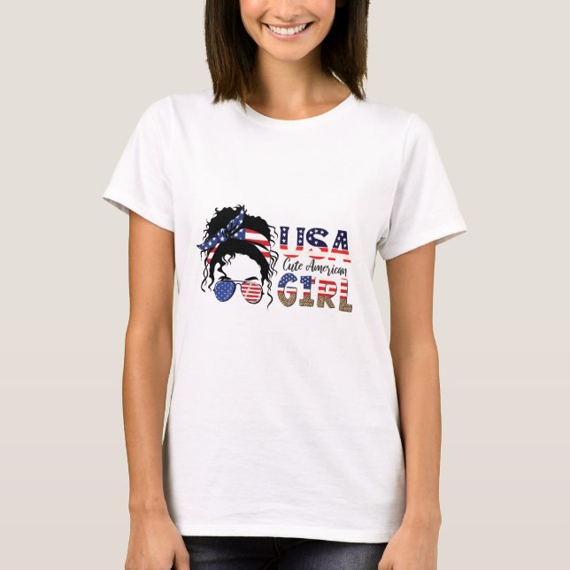American Cute Girl USA, 4 juli T Shirt (Framsida)