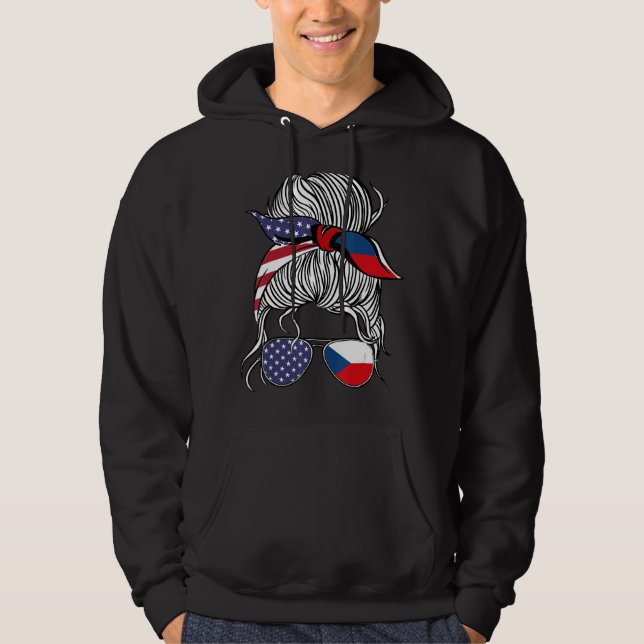 American Czech Patriot Flagga Women Girl Czechia G Hoodie (Framsida)