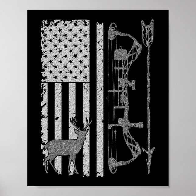 American Deer Hunting Bow Hunter Flag Accessories  Poster (Framsidan)