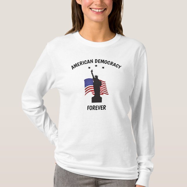 American Democracy Forever med Flagga T Shirt (Framsida)