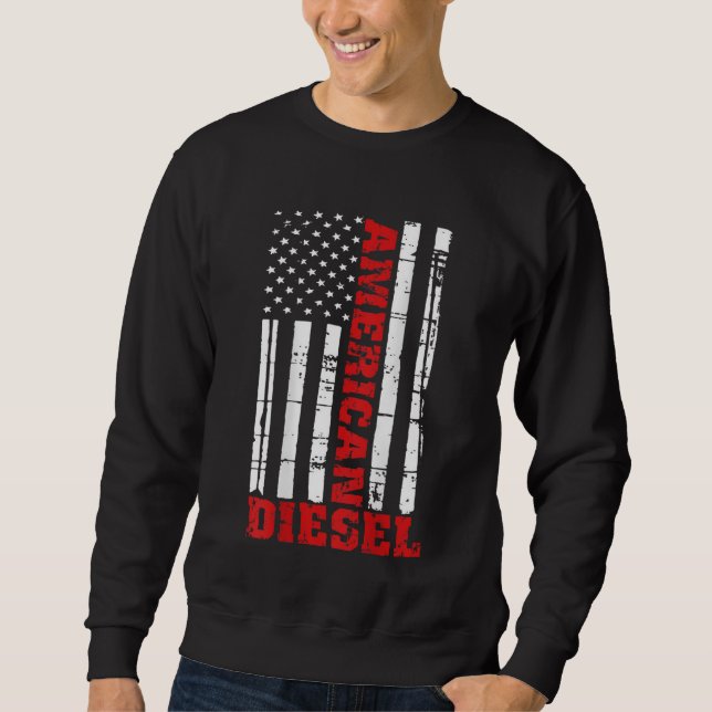 American Diesel Flagga Lastbil Turbo Brothers Lång Ärmad Tröja (Framsida)
