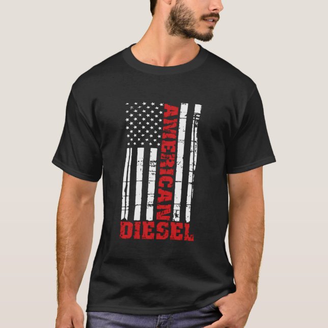 American Diesel Flagga Lastbil Turbo Brothers T Shirt (Framsida)
